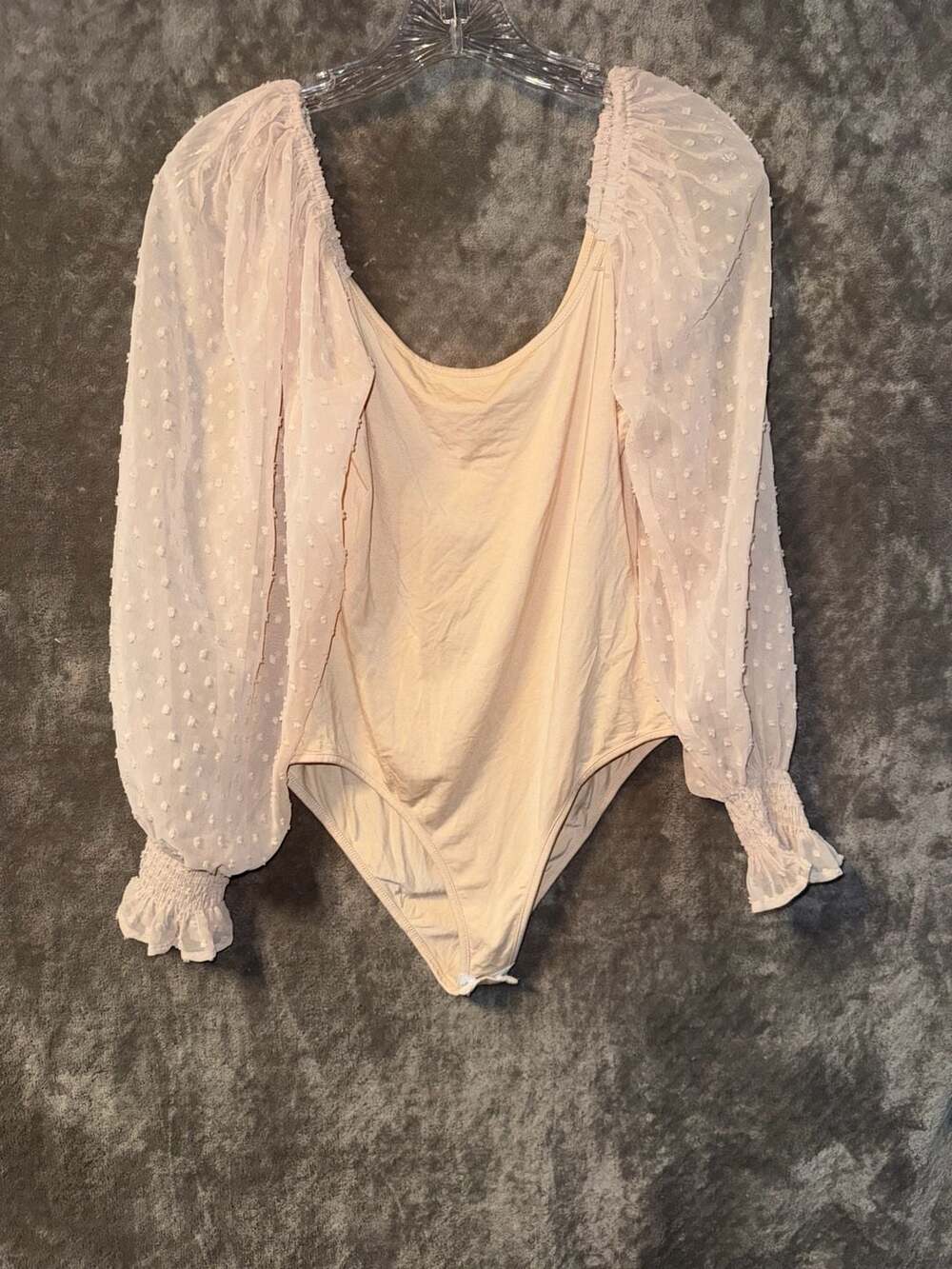 Zeagoo Women's Swiss Dot Long Sleeve Bodysuit Size M